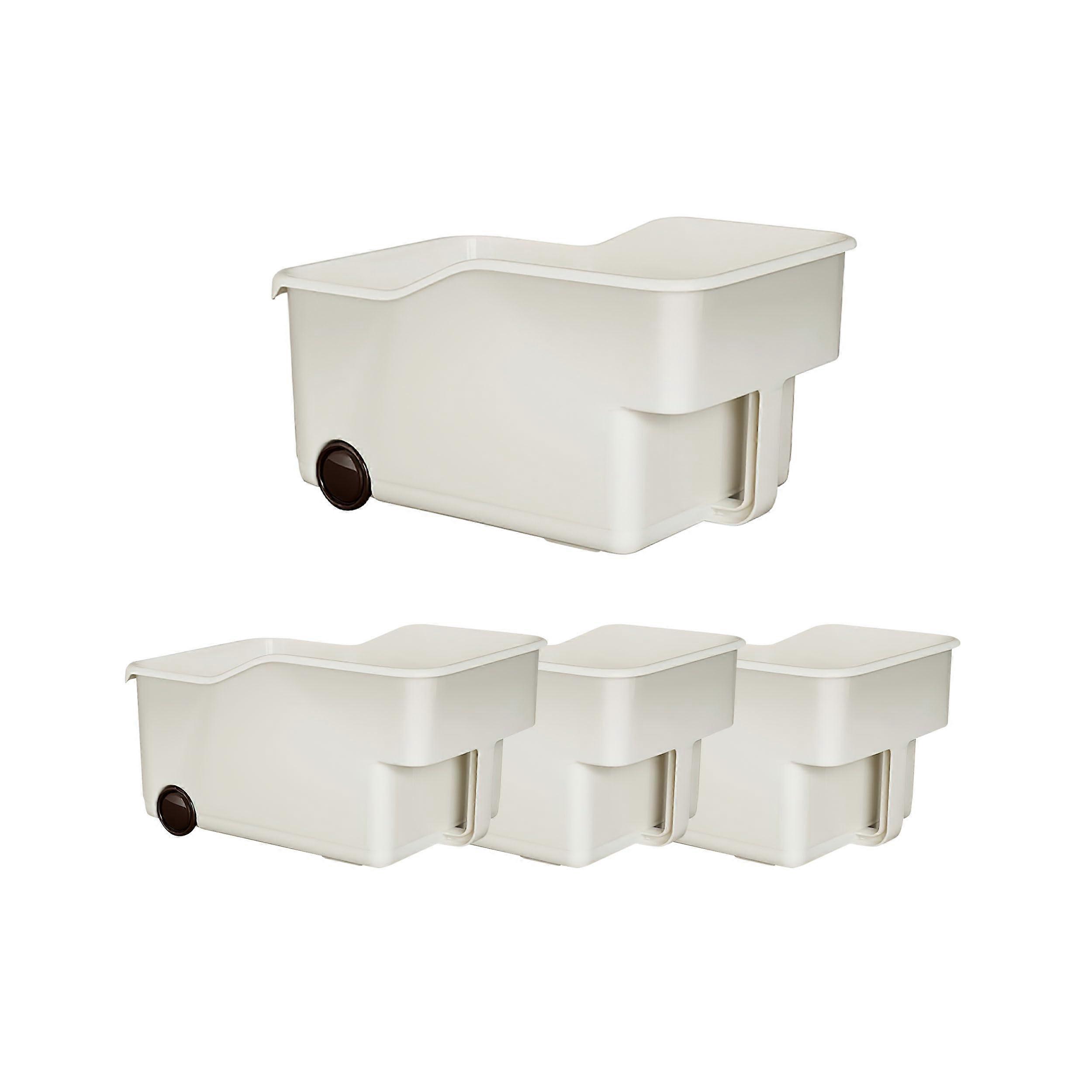3 Pack Storage Container Bin Box Organizer with Roll Wheels for Cabinet Shelf Garage Closet Home Office Size L