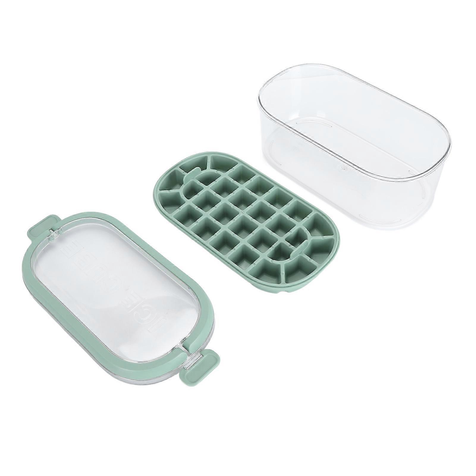 Stackable Ice Cube Tray with Lid & Scoop Large Capacity Green