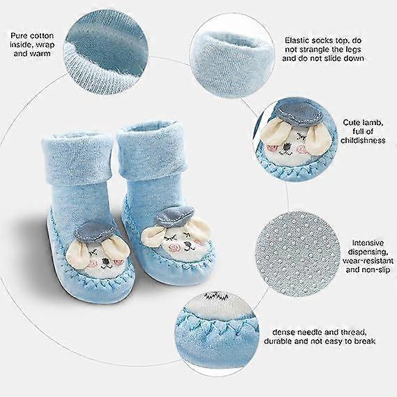 Baby Girl Boy Non-Slip Sock 2 Pairs Winter Warm Slipper Socks 6-12 Months Unisex