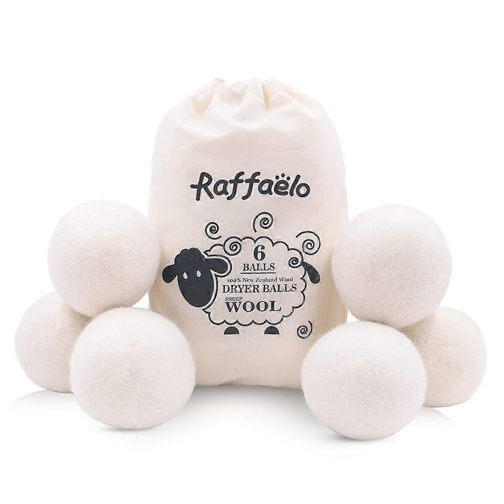 Wool ball, faux wool drying balls xl premium reusable natural softener fabric domestic feather cleaner - 6 -set set (white)