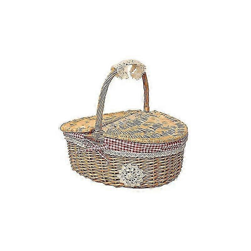 Wicker Picnic Basket with Washable Lining, Ideal for Romantic & Outdoor Picnics