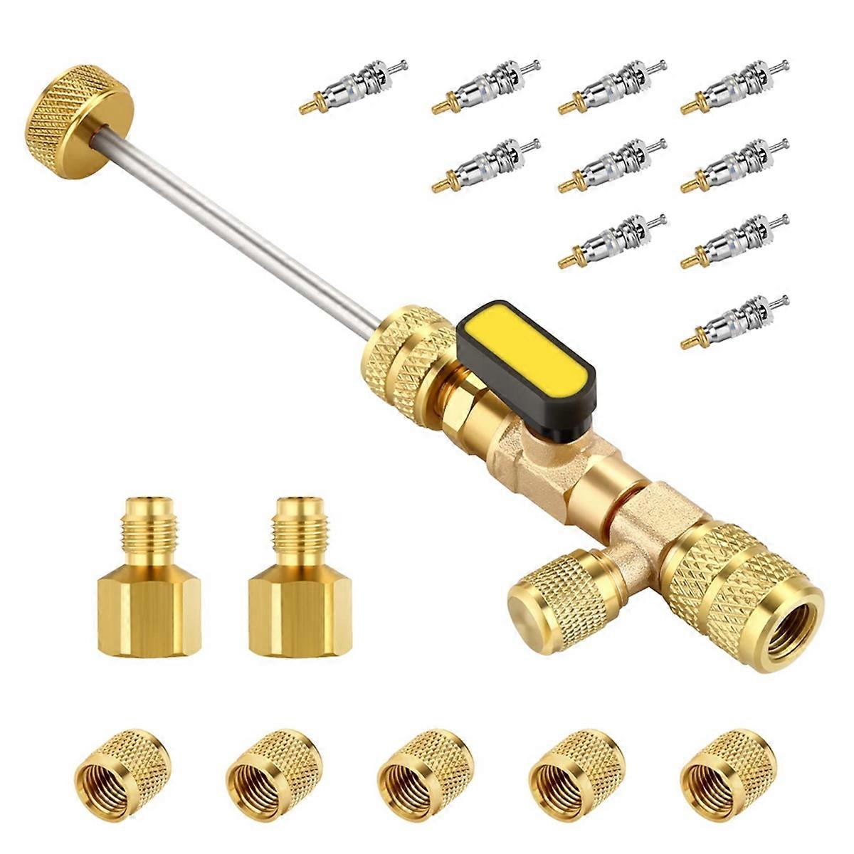 HVAC Valve Core Removal Tool, with Valve Cores, Nuts&Adapter, for R12
