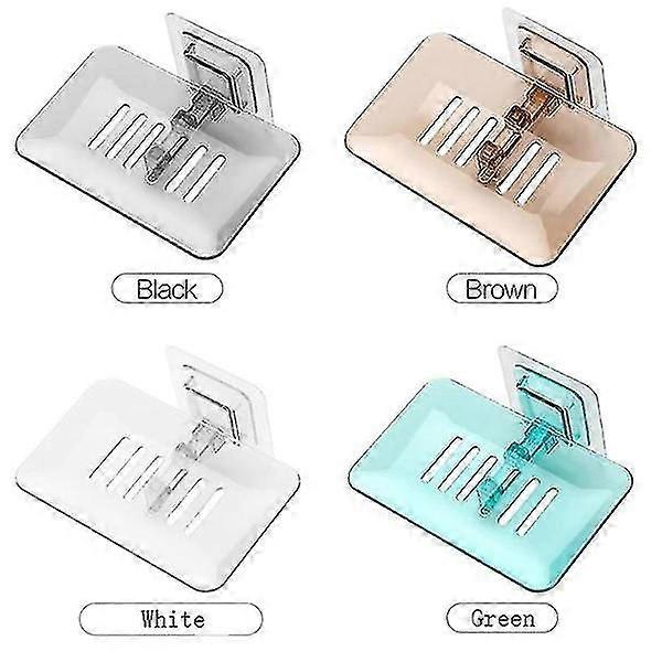 2pcs Self-adhesive Soap Holder Dish Box Wall Mounted Case Storage