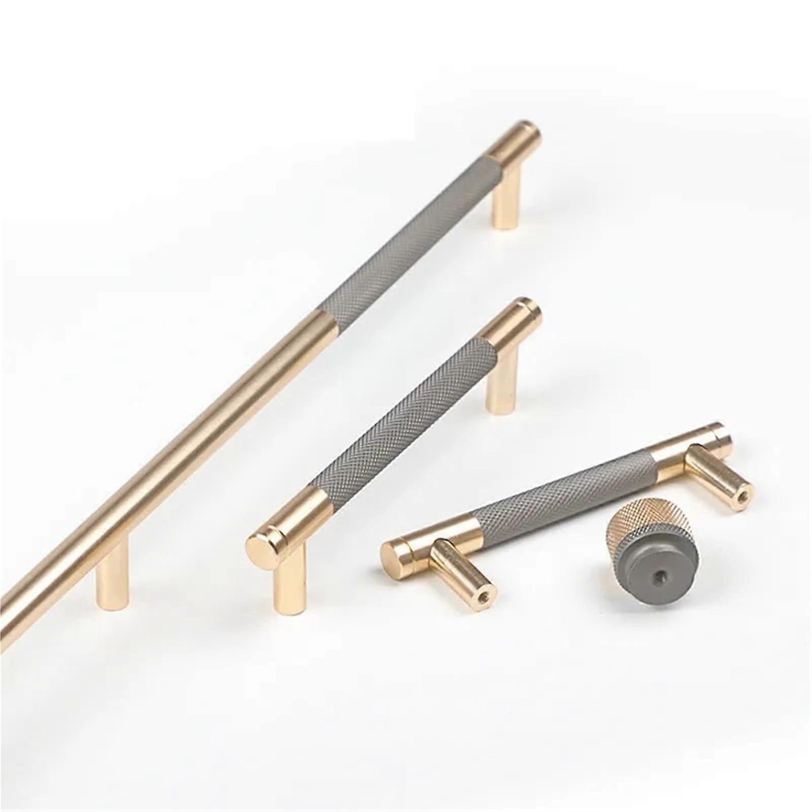 Embossed Aluminum Grey Gold Handles Wardrobe Door Pulls 256mm, Cabinet Drawer Knobs 1Pcs
