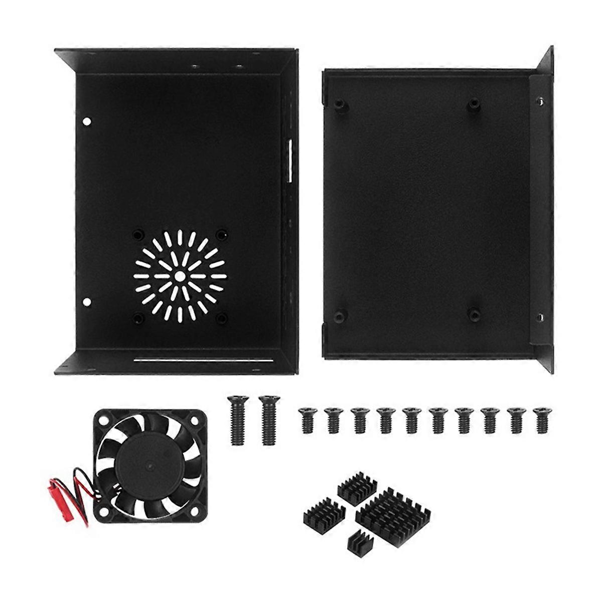 Custodia in lega di alluminio per Orange Pi 5 Plus Custodia in metallo con ventola di raffreddamento Dissipatore di calore in alluminio Guscio in metallo per Orange Pi 5 Plus