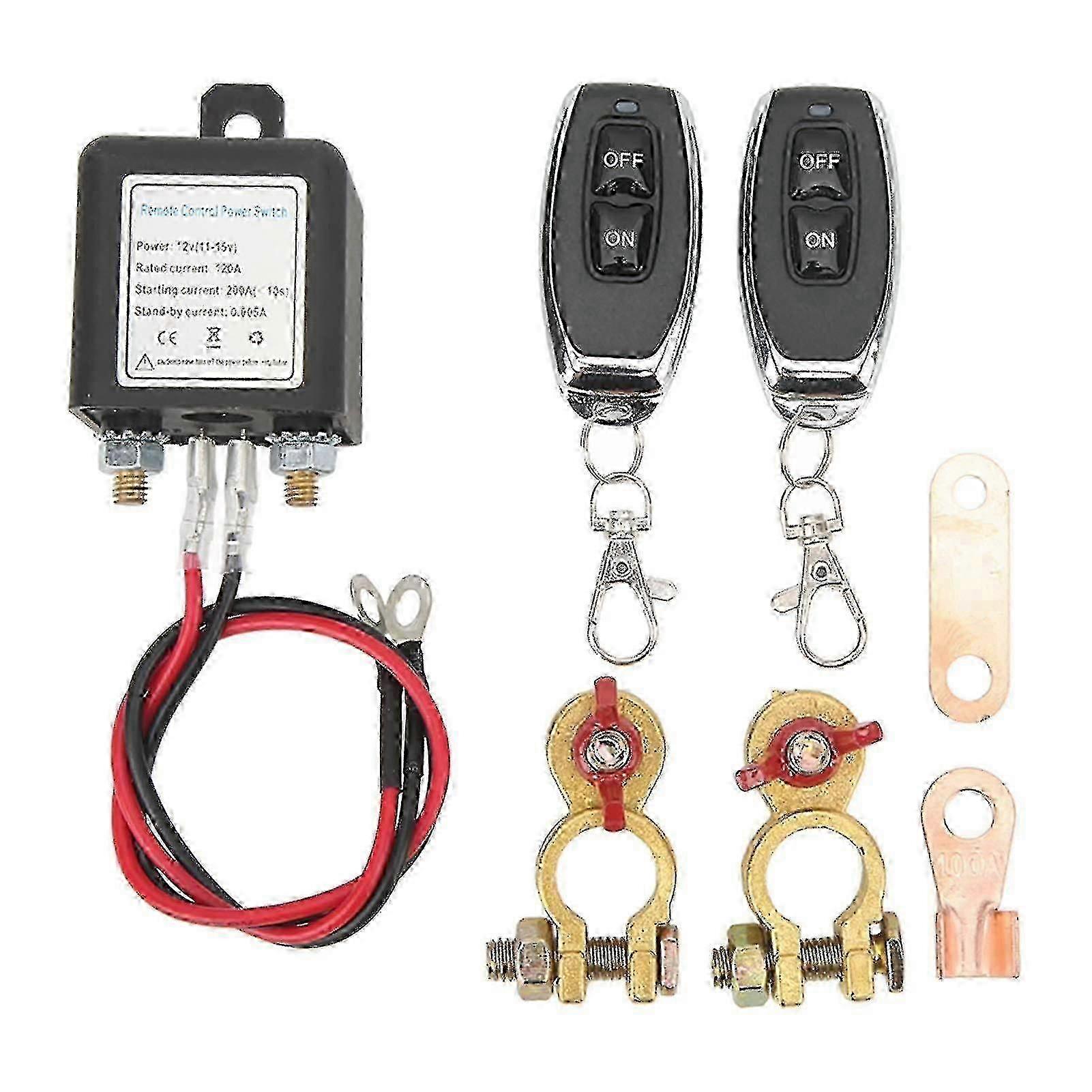 Interruptor de desconexão remota da bateria, interruptor de interrupção de carro DC 12v, anti-roubo, disjuntor principal com terminal de cobre de controle remoto para carro (12v120a)-Yvan