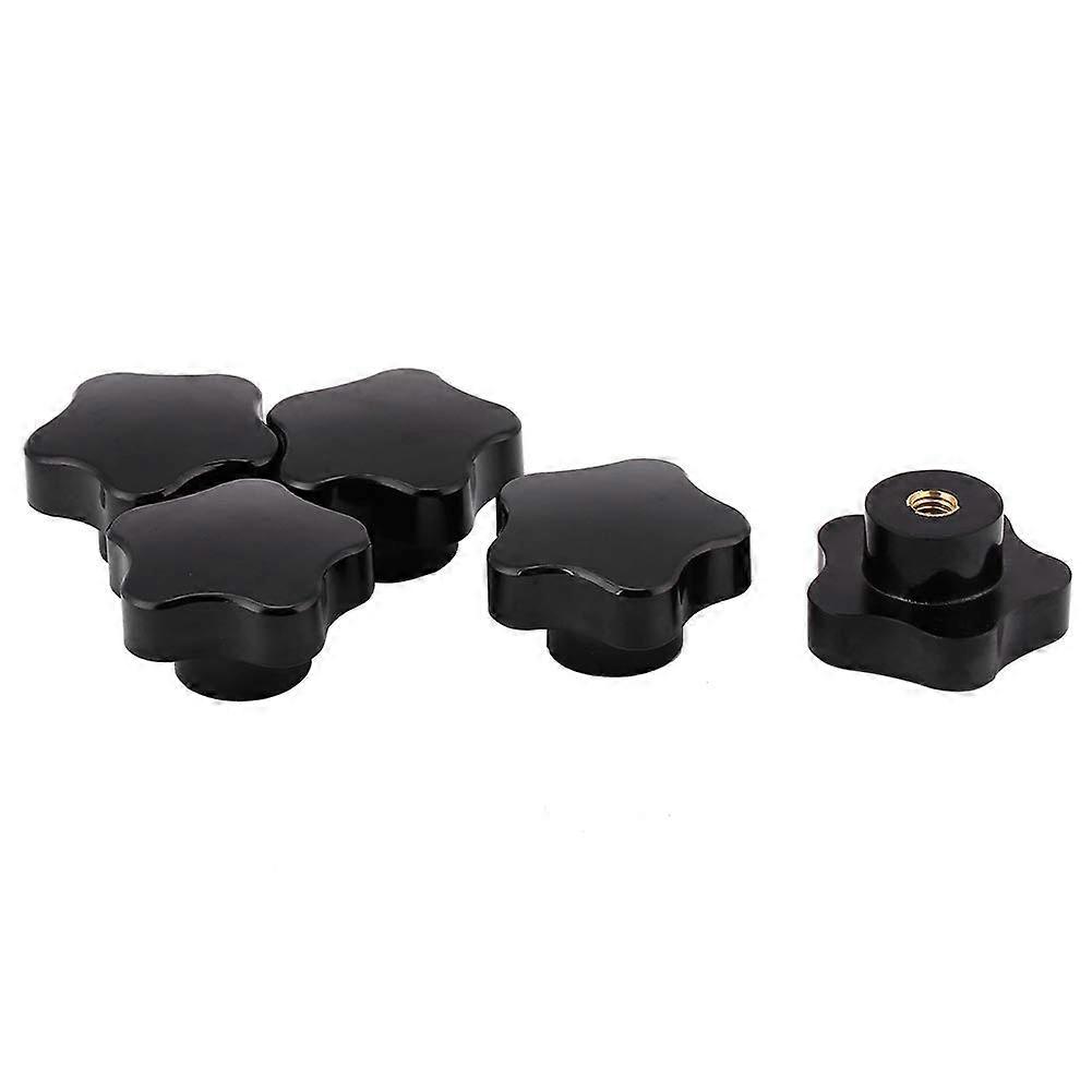 Star Shape Knob Handles Set, 5pcs Universal M8 Black Plastic for Machine Tools and Equipment