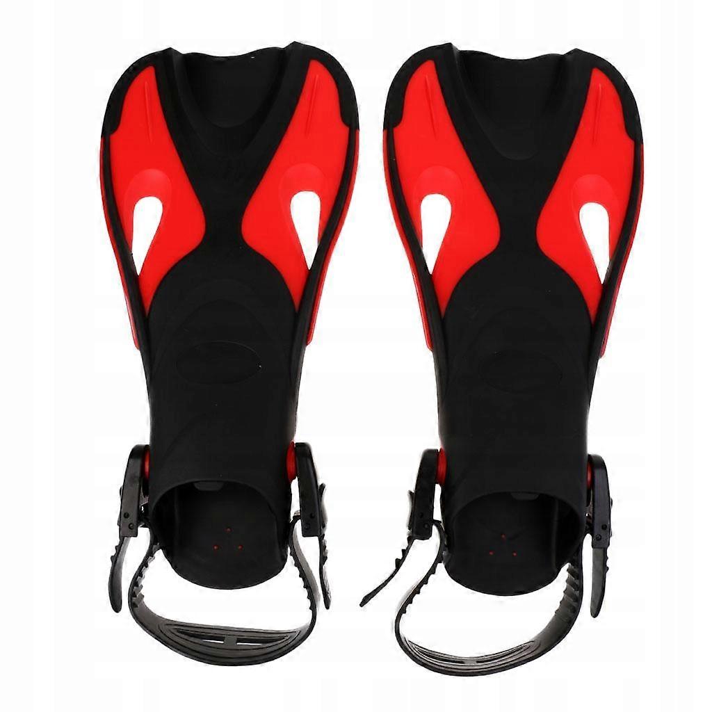 1 Pair Open Flippers Adjustable Shoes For Diving Snorkeling Red