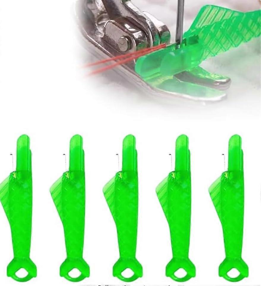 Fish Mouth Sewing Machine Needle Threader 20 Pcs Automatic Threading Tool Green Quick Sewing Cycle Compatible with Most Machines
