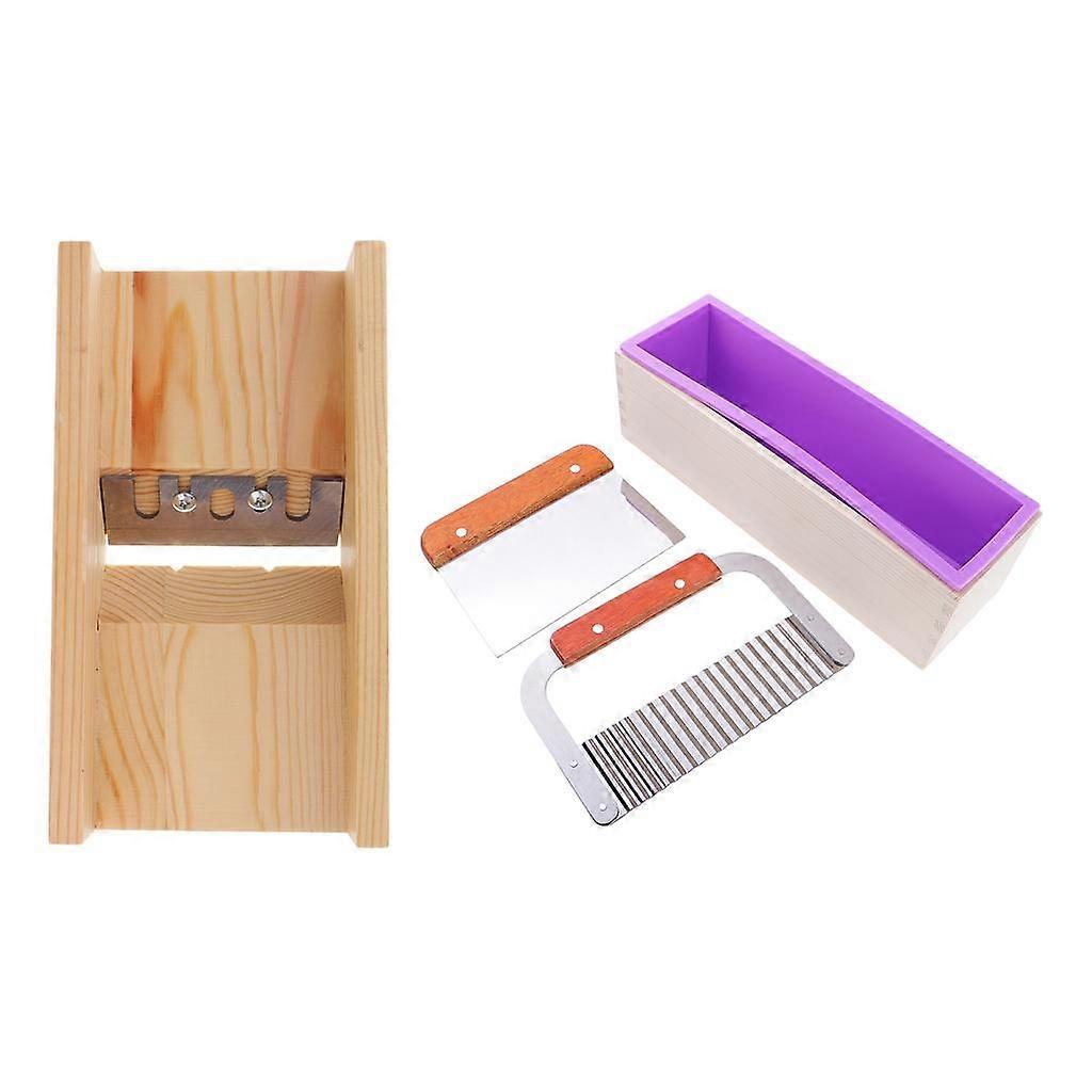Flexible Rectangle Silicone Soap with Large Pine Soap Making + 2 Pcs Cutter