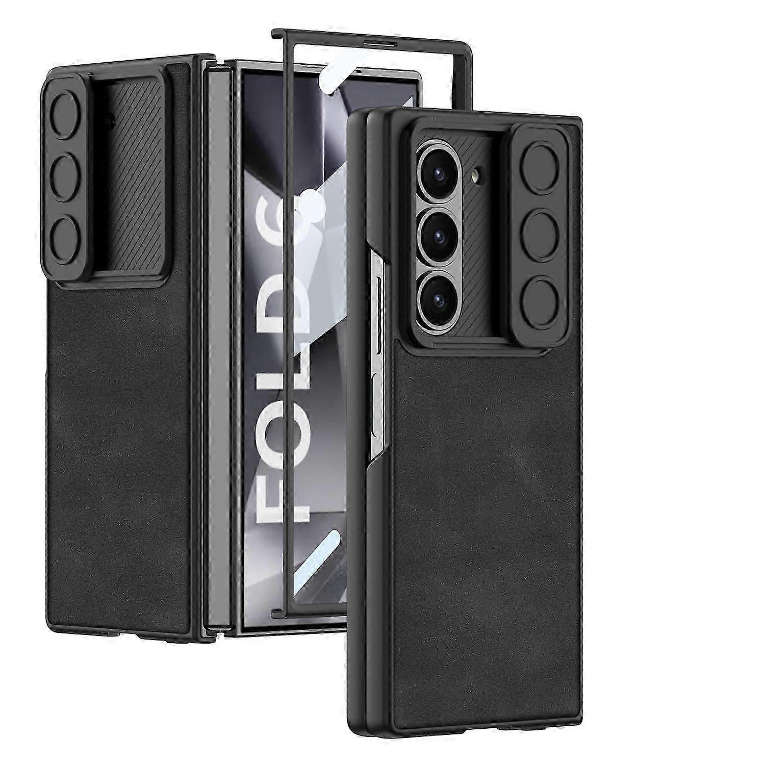 For Samsung Galaxy Z Fold 6 Case with Built-in Screen Protector & Sliding Lens Cover, Sturdy Durable Protective Phone Cover Case for Galaxy Z Fold 6