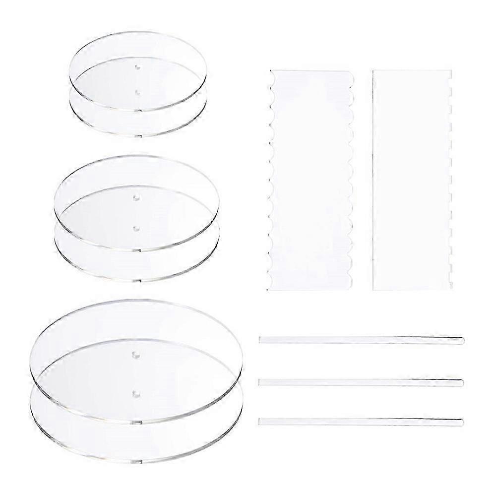 Square Cake Pan & Acrylic Disc Combo Kit - 30x30cm Transparent Fondant Decorating Tool