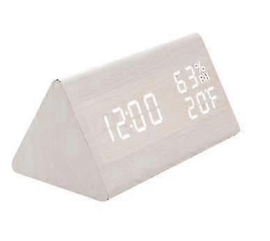 Digitaler LED-Wecker aus Holz - Weiß