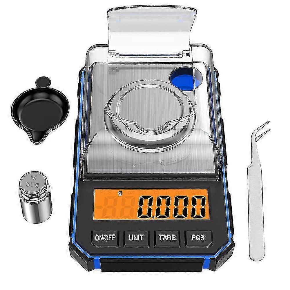 Precision Scale 50 g / 0.001 g, Digital Milligram Scale with LCD Display, Lab Digital Scale, Suitable for Jewelry