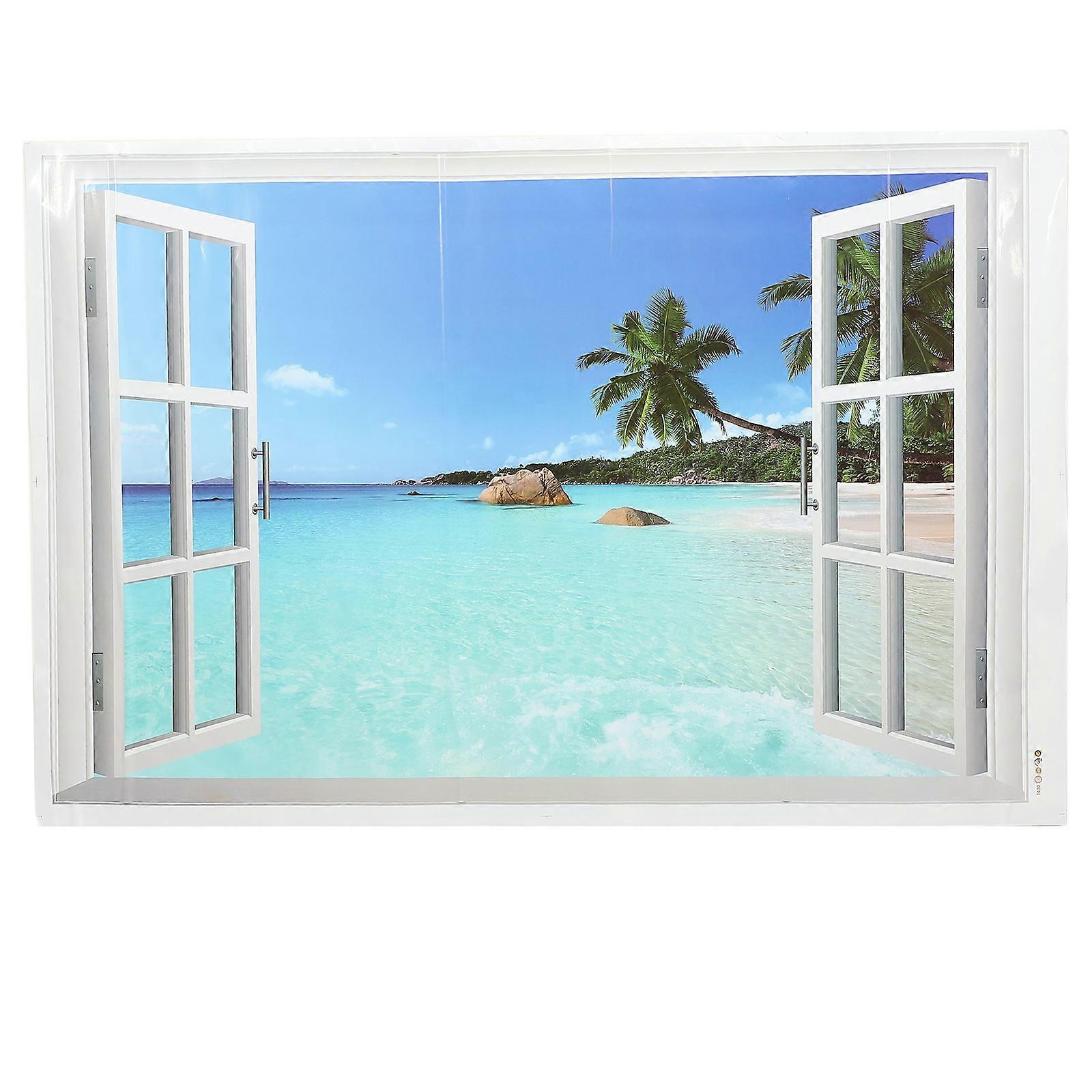 3D Fake Window Sea Wallpaper Wall Decals Removable Background Wall Poster