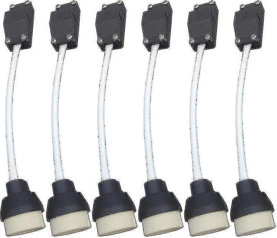 GU10 Lamp Holder Socket with Ceramic Base, Terminal Block & Bridge Connector, Insulated Cable (6-Pack)