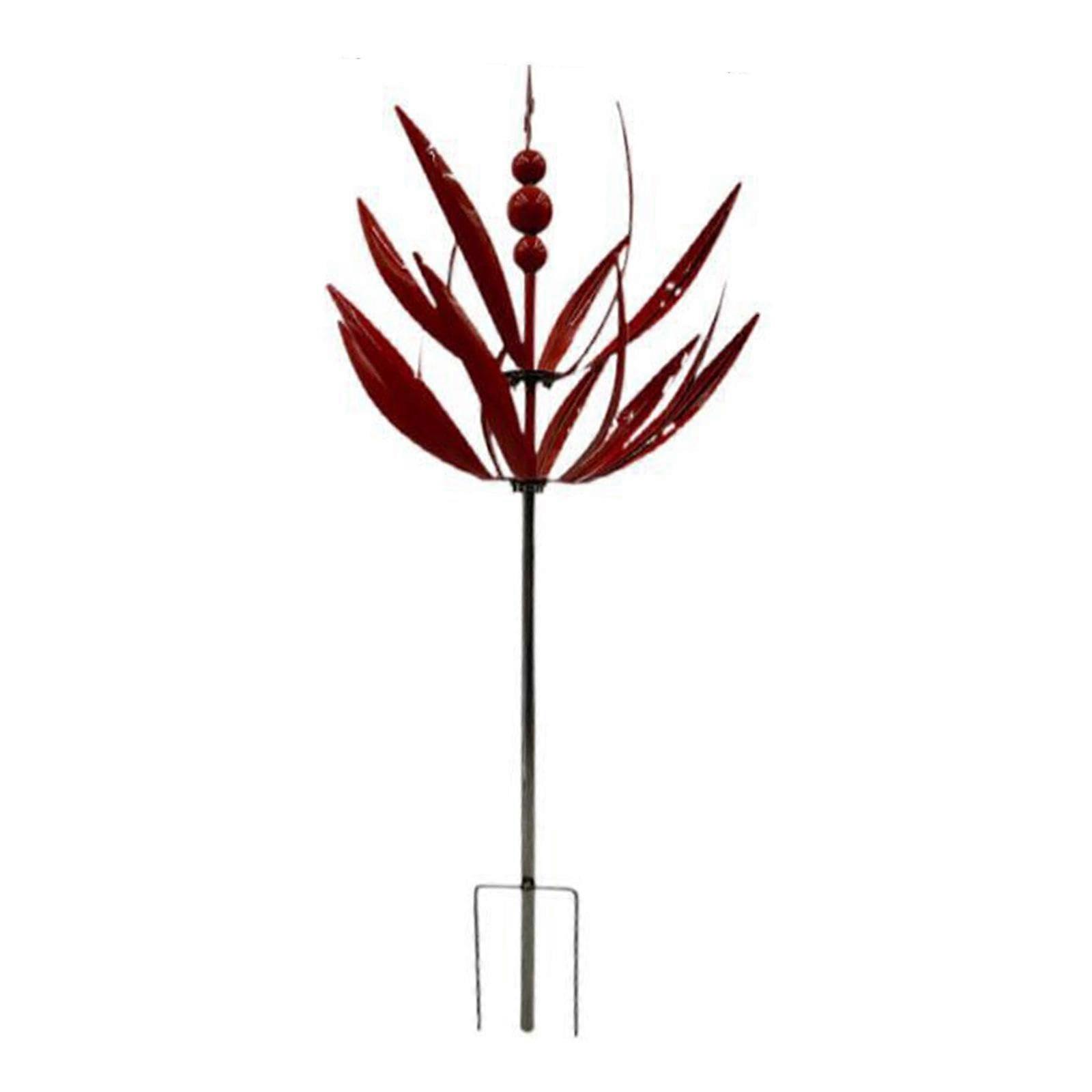 Wind toy for the garden made of metal, rotatable, multifunctional, 90 cm, for terrace, path, wind sculpture, red