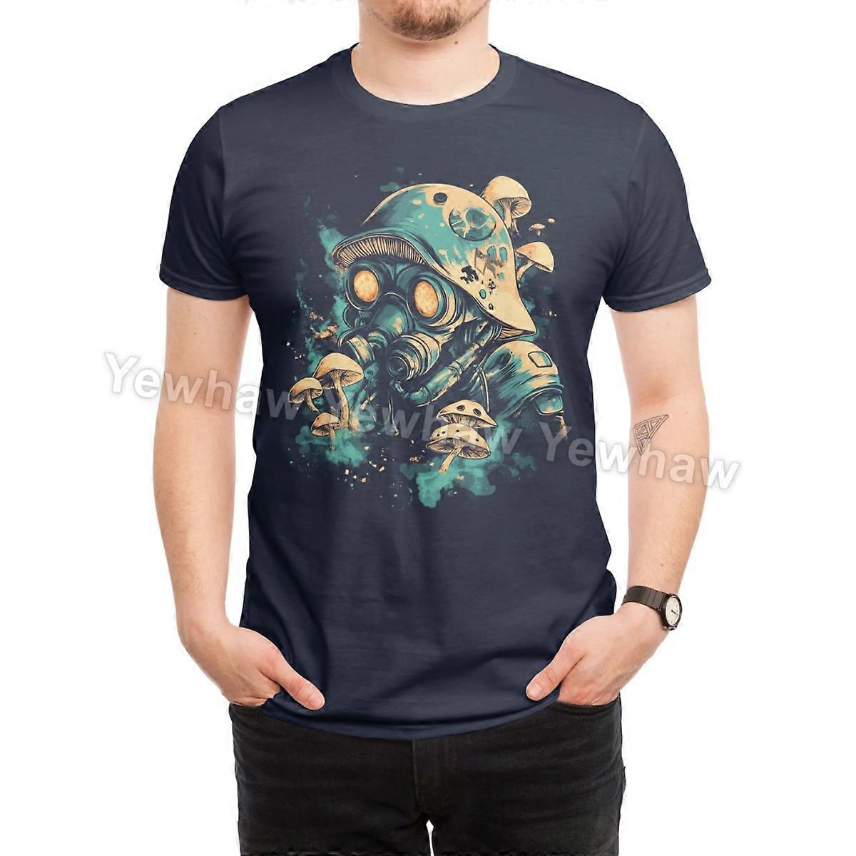 Dystopian Shroom T-Shirt futuristic helmet gas mask mushrooms steampunk sci-fi