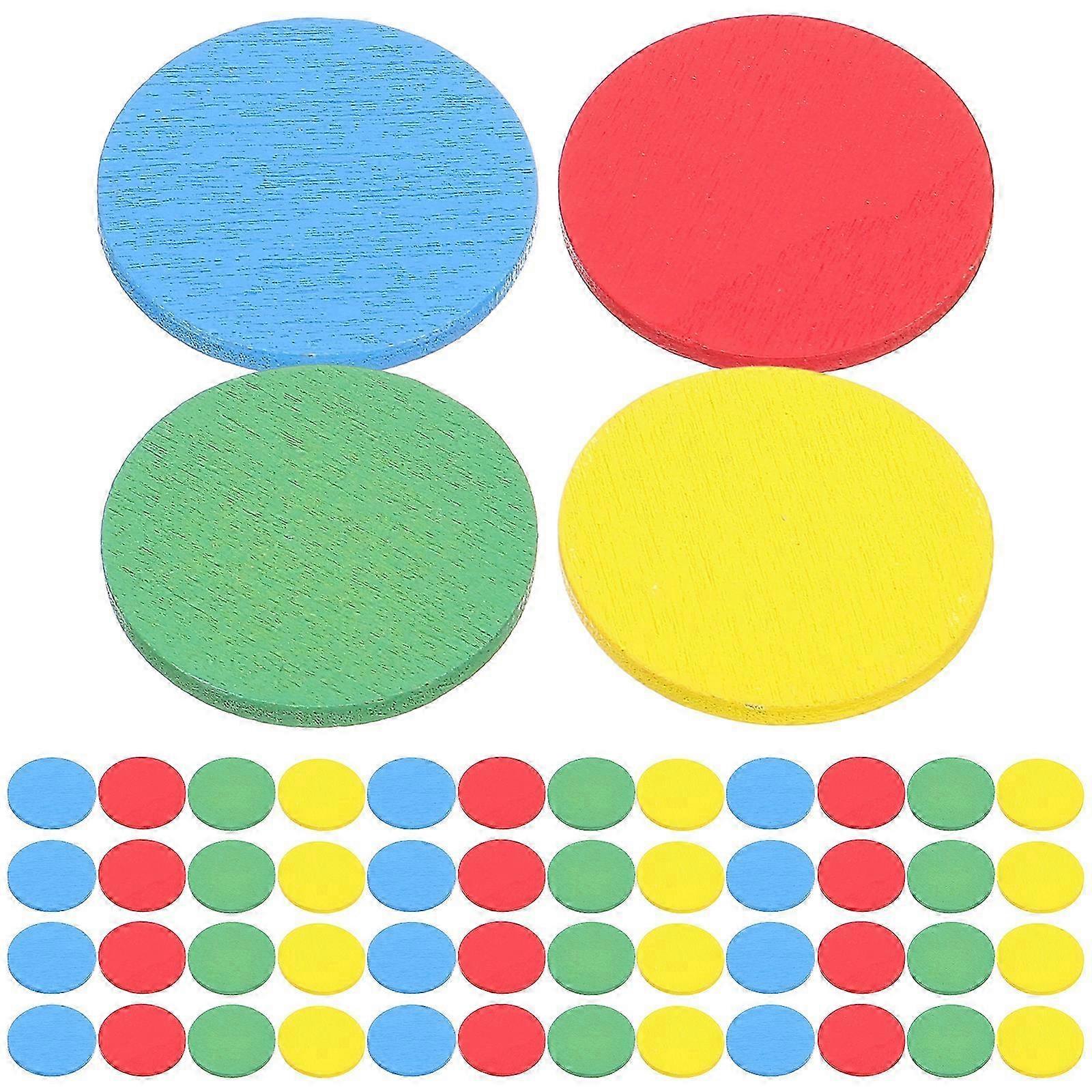 128pcs Chips de comptage en bois coloré - 3cm Math Game Discs