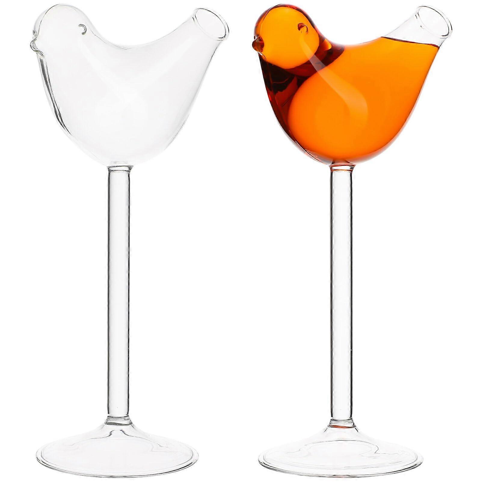 Clear Bird Cocktail Glasses Set of 2, 150 ml Bird-Shaped Goblets, Glass Martini Wine Goblet for Weddings and Parties