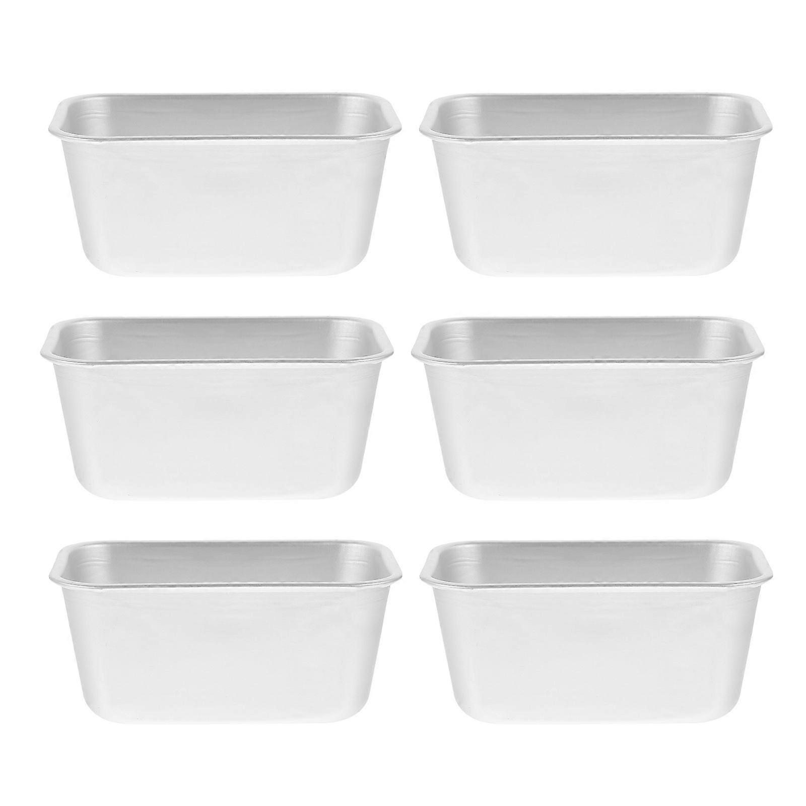 6pcs Non-stick Cake Making Molds Rectangular Toast Boxes Baking Molds (Silver)