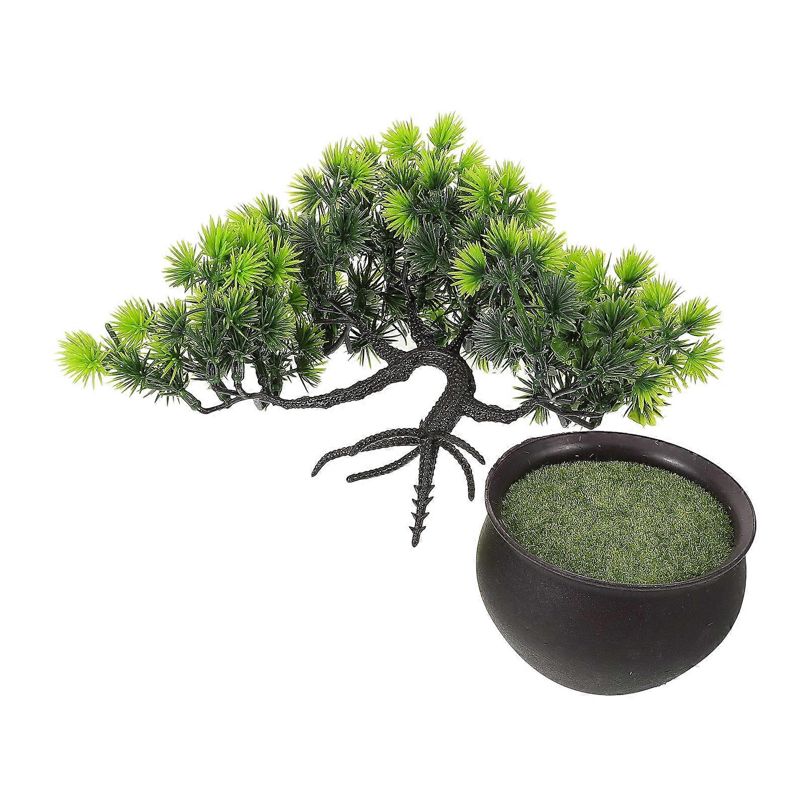 Potted Artificial Bonsai Tree Simulation Welcome Pine Decorative Potted Tree Office Decor Realistic Appearance 20.00X18.00X10.00CM 1Pack