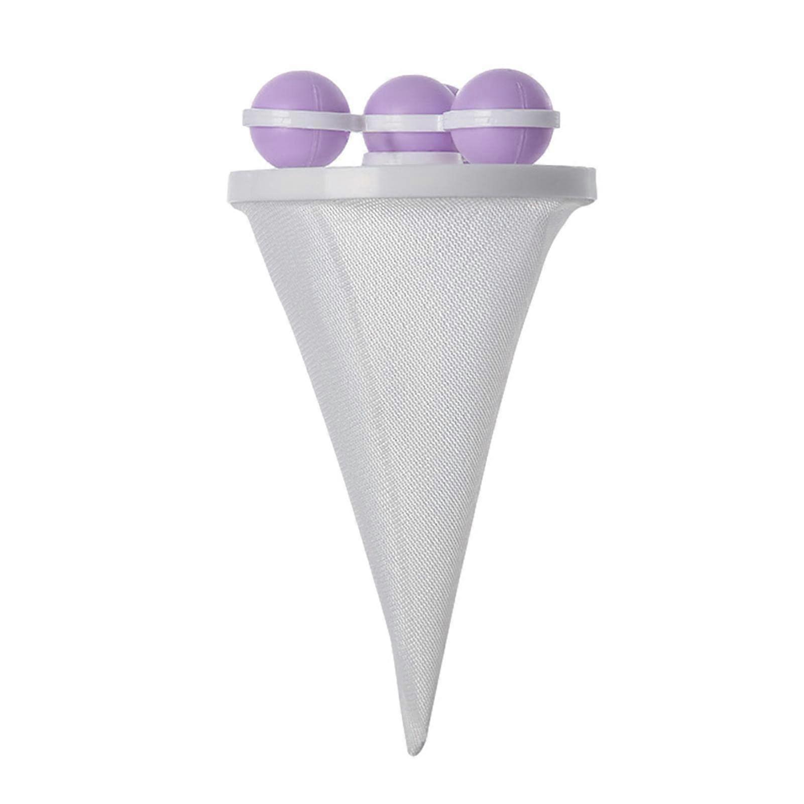 Floating Filter Bag for Washing Machine, Pack of 3 with 4 Floating Balls Purple
