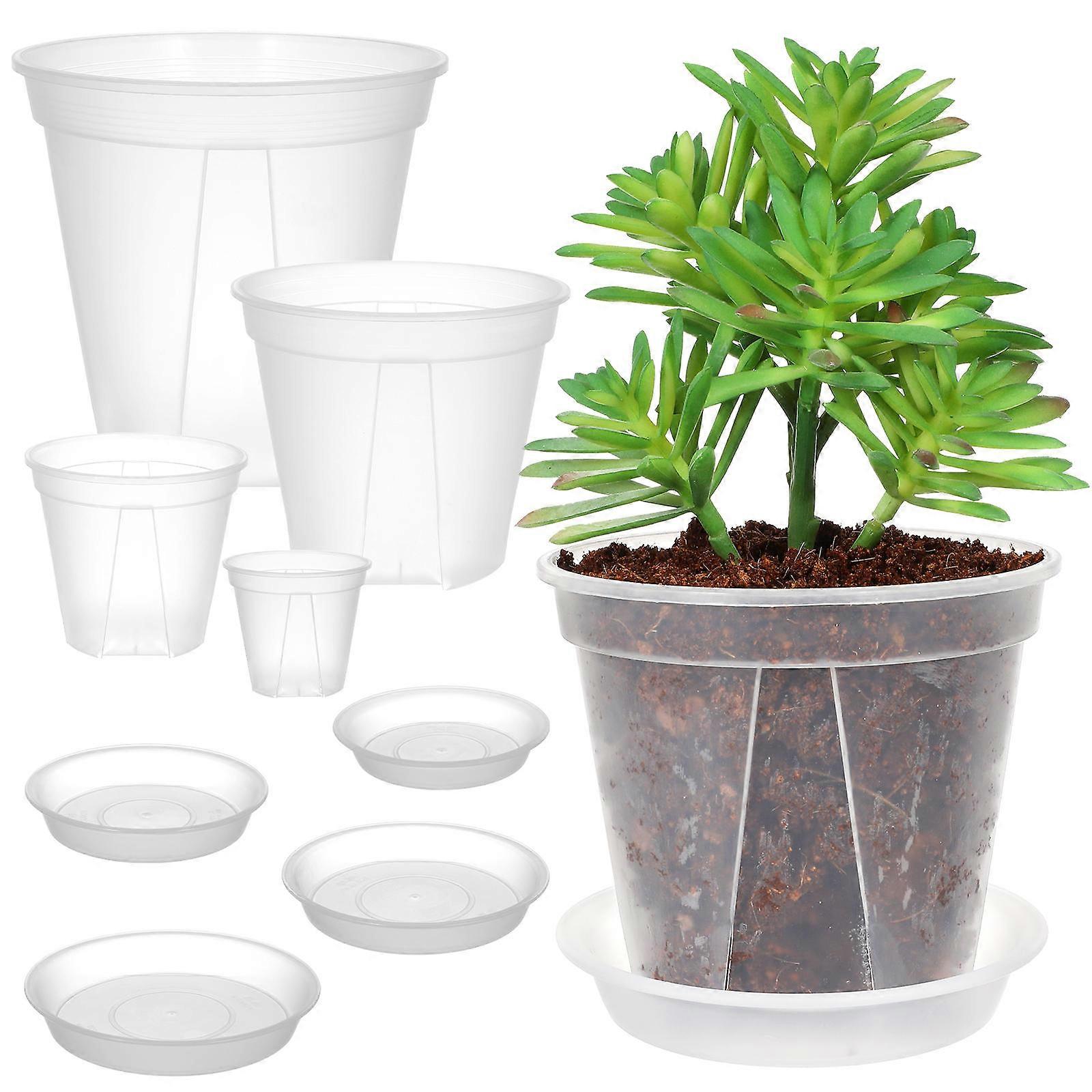 Garden Nursery Pots Plastic Flower Pots Home Gardeners Round Shape Drainage 18.00X18.00X15.30cm 4Pcs