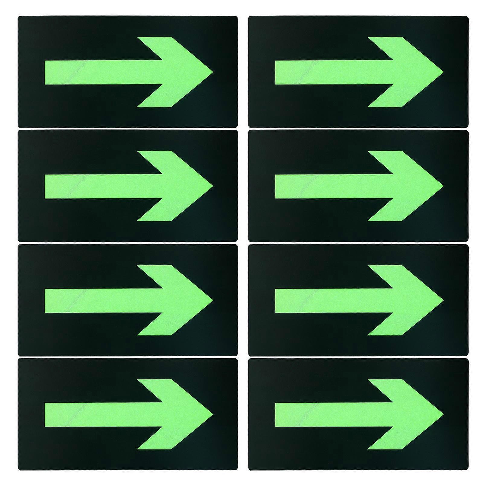 Glow in the Dark Exit Arrow Stickers, 8 pcs, Self Adhesive Emergency Evacuation Signs for Malls, Supermarkets, and Public Areas, High Visibility