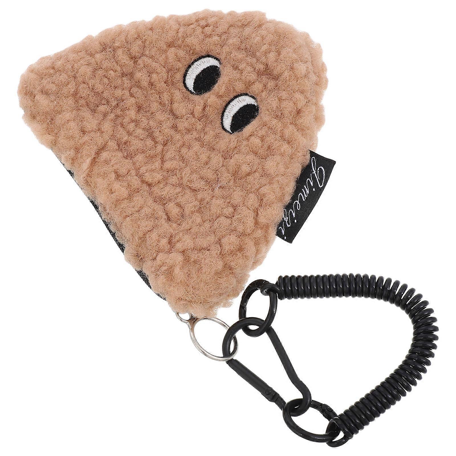 Cute Small Purse Fuzzy Cartoon Coin Purse Onigiri Doll Shape Plush Zipper Closure Portable 1Set