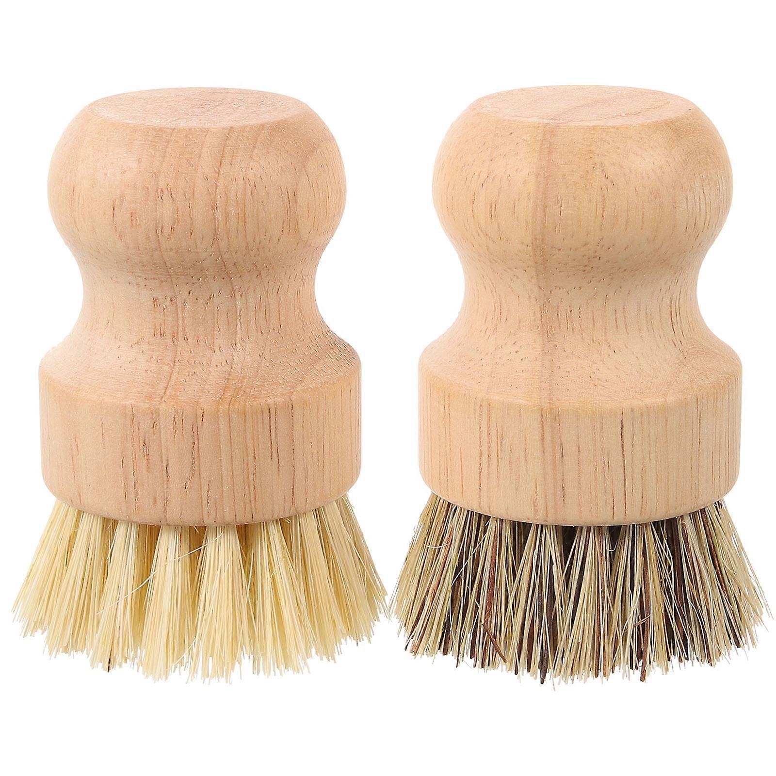 Multipurpose Kitchen Cleaning Brush with Sturdy NonScratch Bristles for Dishes and Vegetables 2 Pieces Khaki