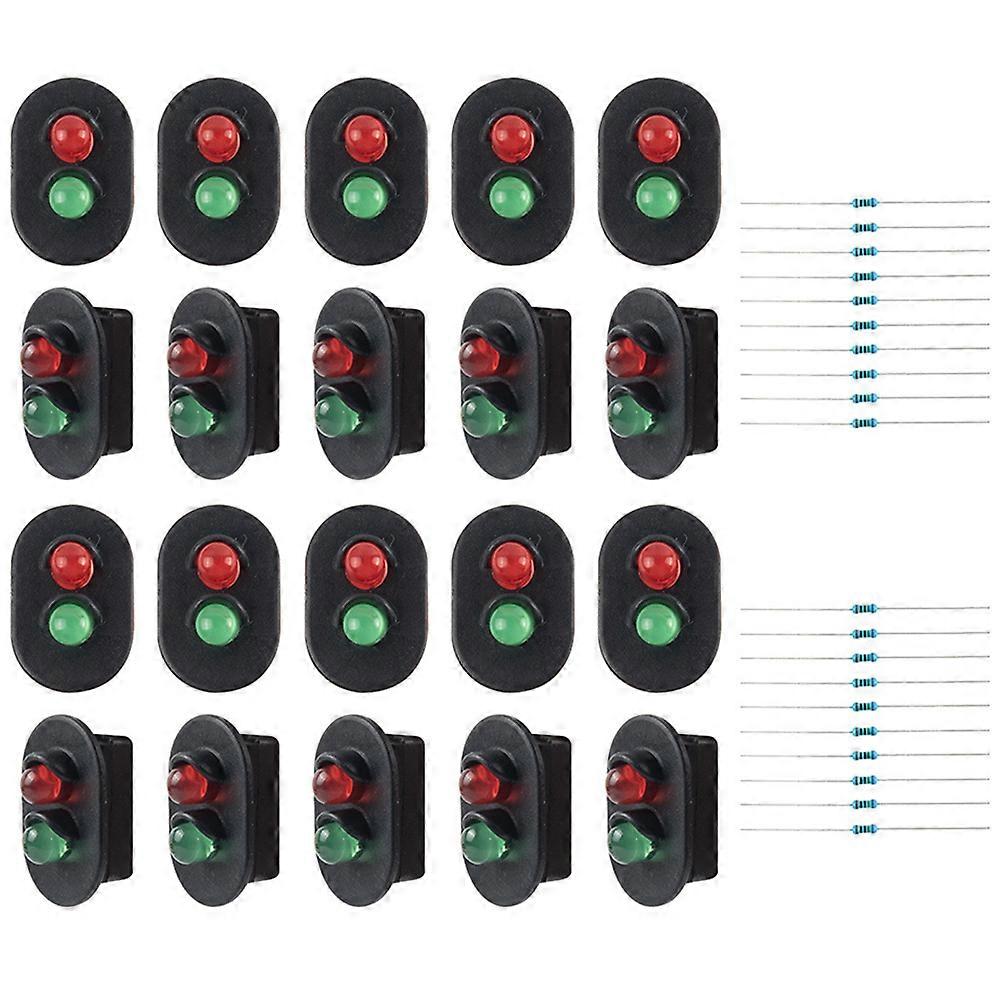 Mini Signal Light Set for Sand Table Decor, Traffic Lamps for Model Railways, Gardens, and Miniature House Landscaping – Durable 2 Pack