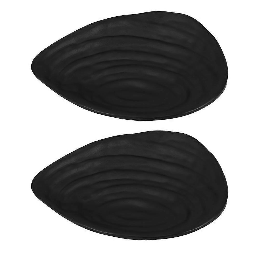 Stylish Sushi Plate Storage Tray for Home and Restaurant Use Black Synthetic Material 2pcs