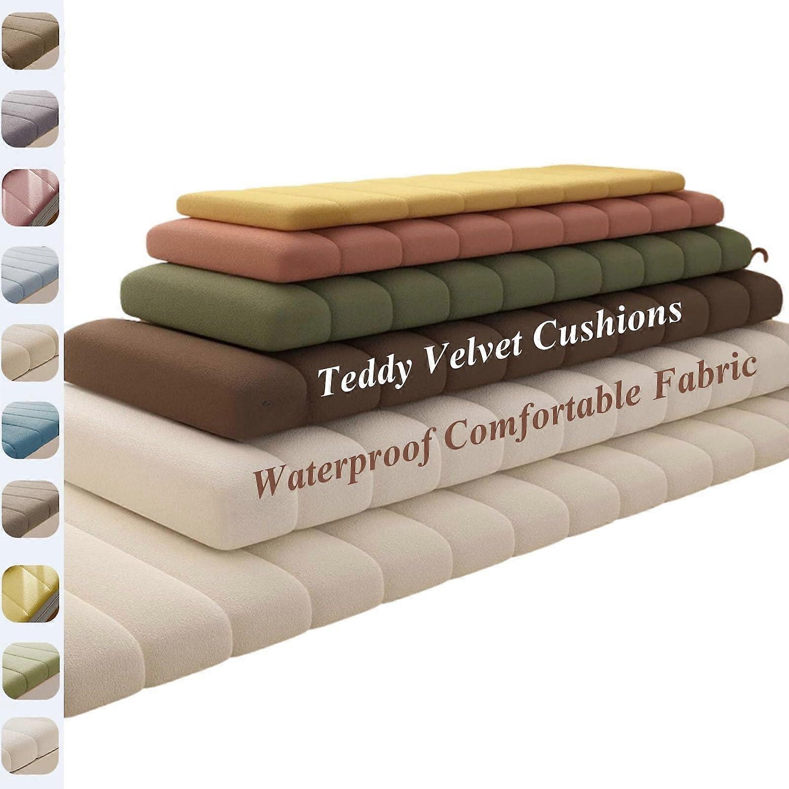 Window Sill Cushion, Soft Teddy Velvet Cover, NonSlip Backing, High Density Sponge (Dark Green)