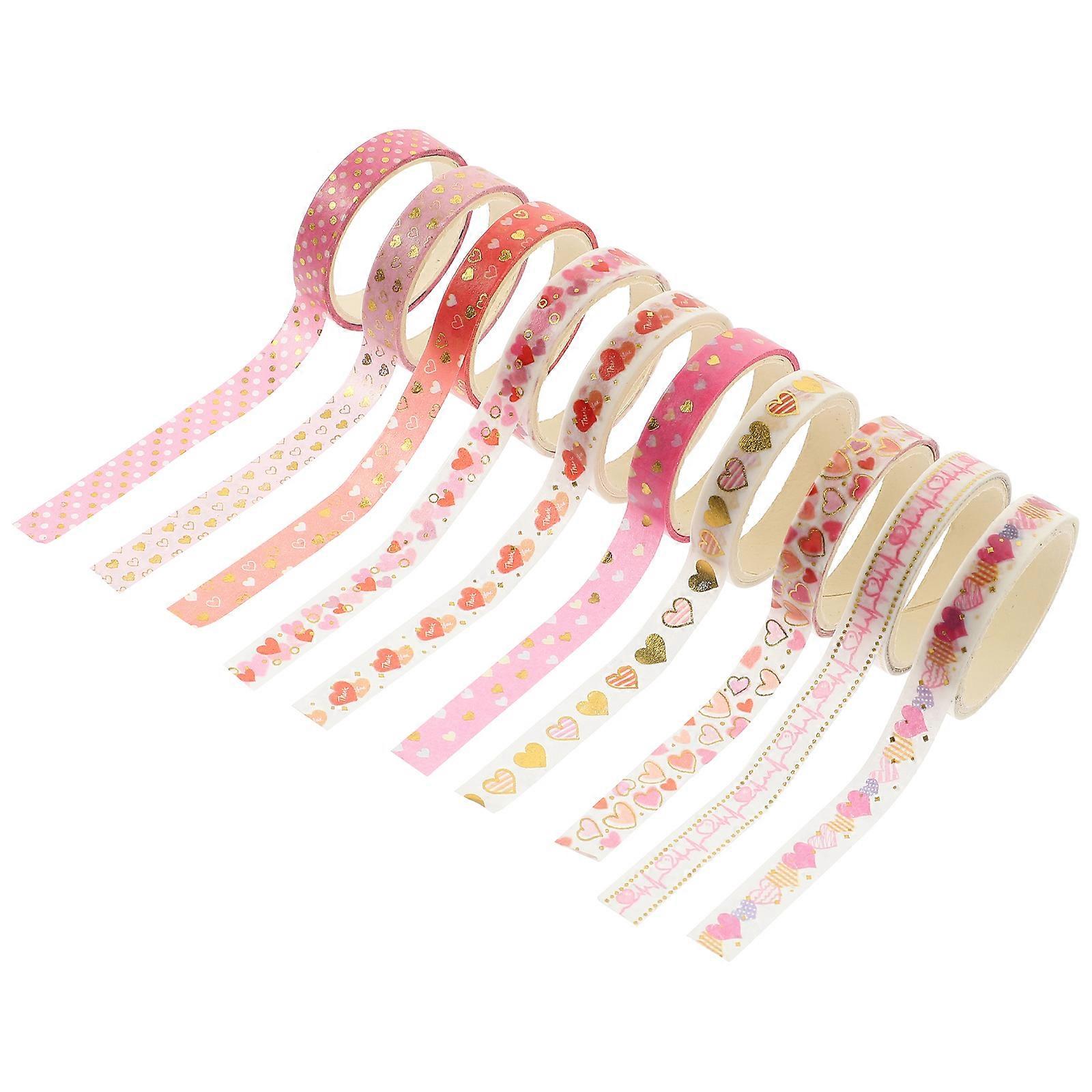 Valentine Washi Tape Washi Paper Tapes present Wrapping Diy Projects Home Decoration Assorted Color 200.00X0.80X0.10cm Adhesive 10 Rolls