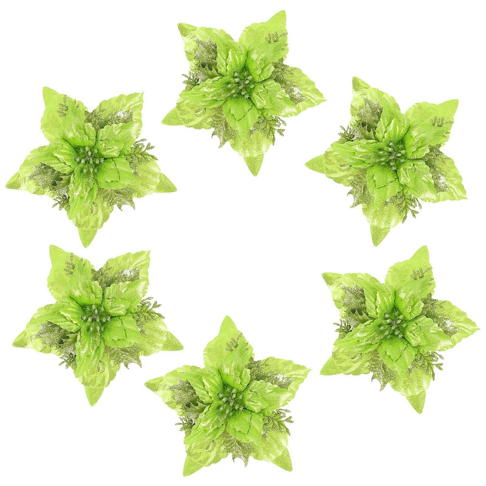 Noel Için Yapay Bitki Süslemeleri Parlak Renkler Simülasyon Etkisi Dekoratif Süsler 6 Adet