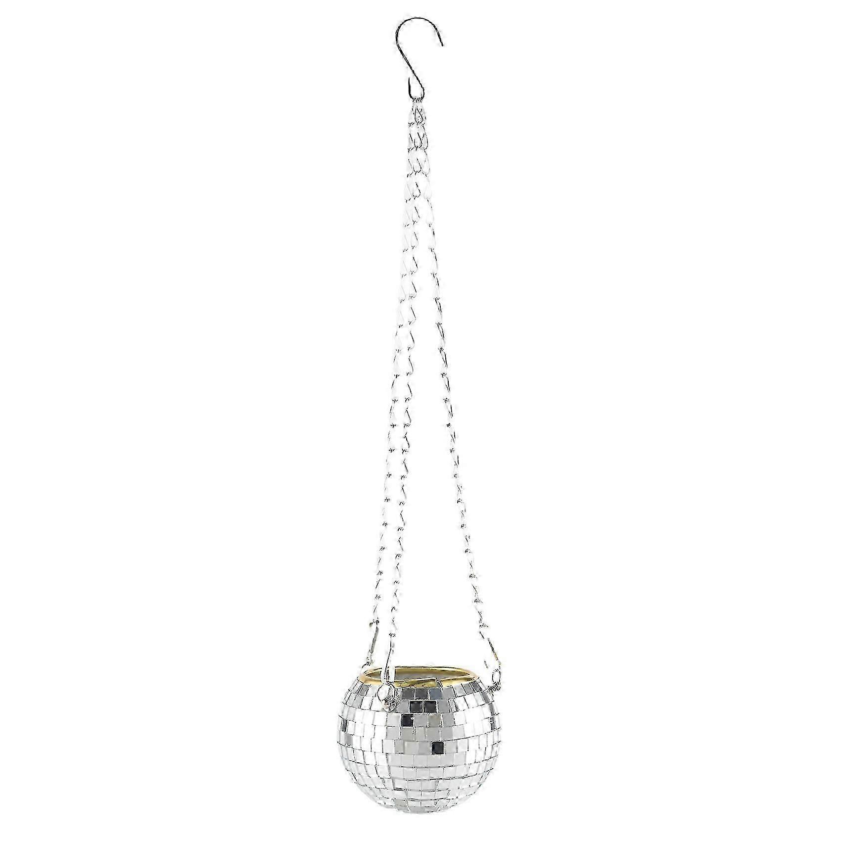 ミラーリフレクターガーデンポットプランターディスコボール屋外植木鉢ロープミラーハンギングバスケットワル