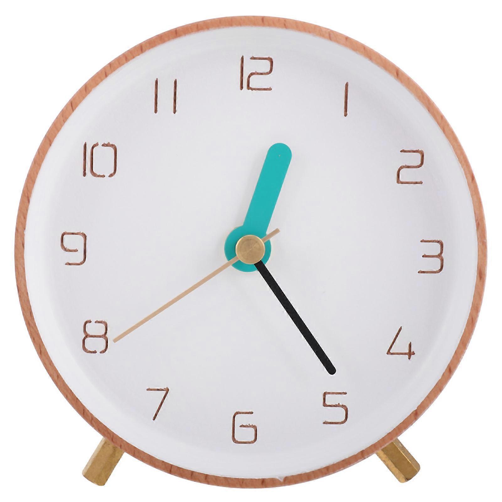 Flip Desk Clock Simple Wooden Analog Desktop for Office Home Non-Ticking Table Silent Operation 1Pcs