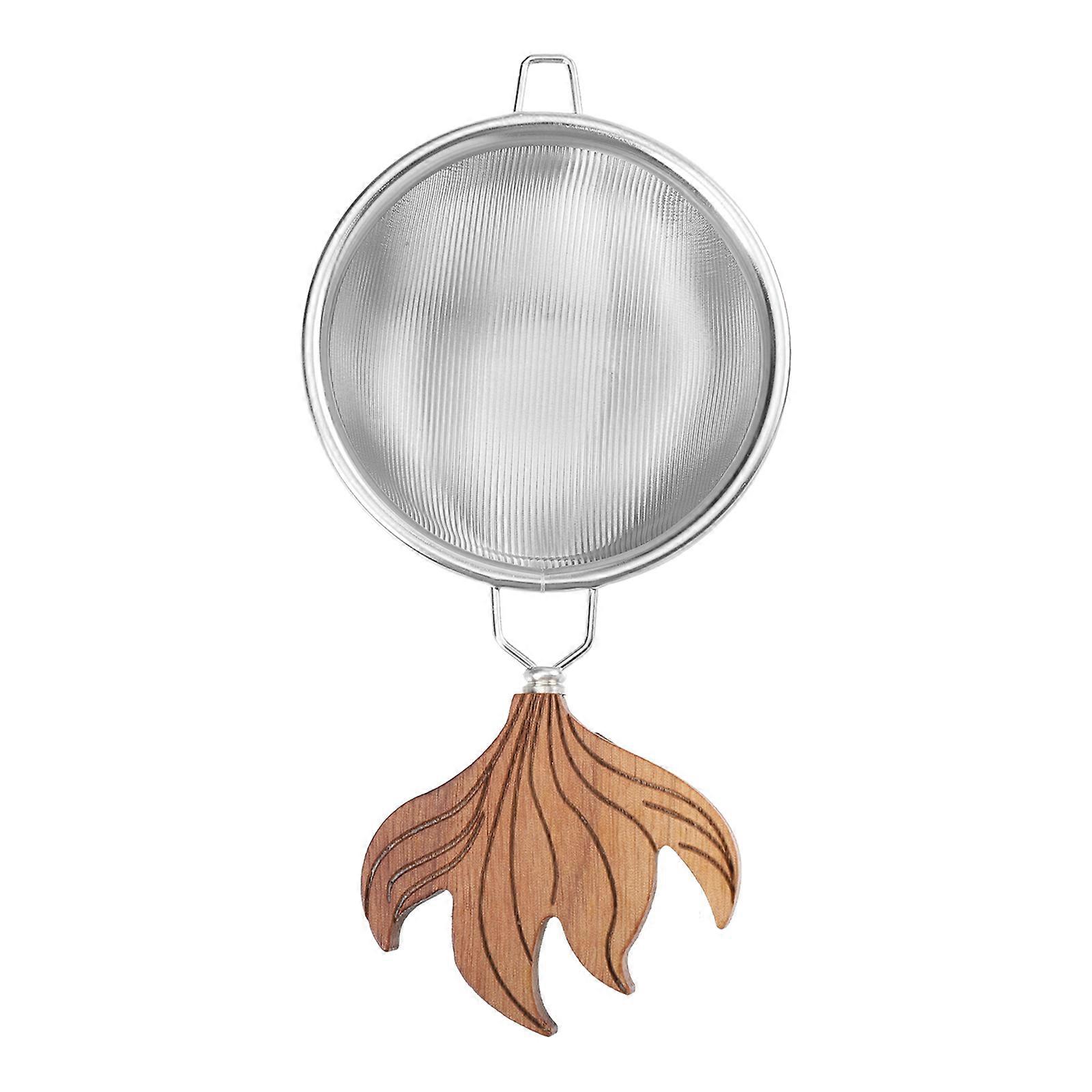Handheld Strainer for Use Stainless Steel and Wood Material Mesh Design 15x7.5cm 1Pcs