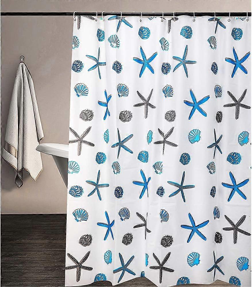 1 shower curtain with starfish    shells pattern