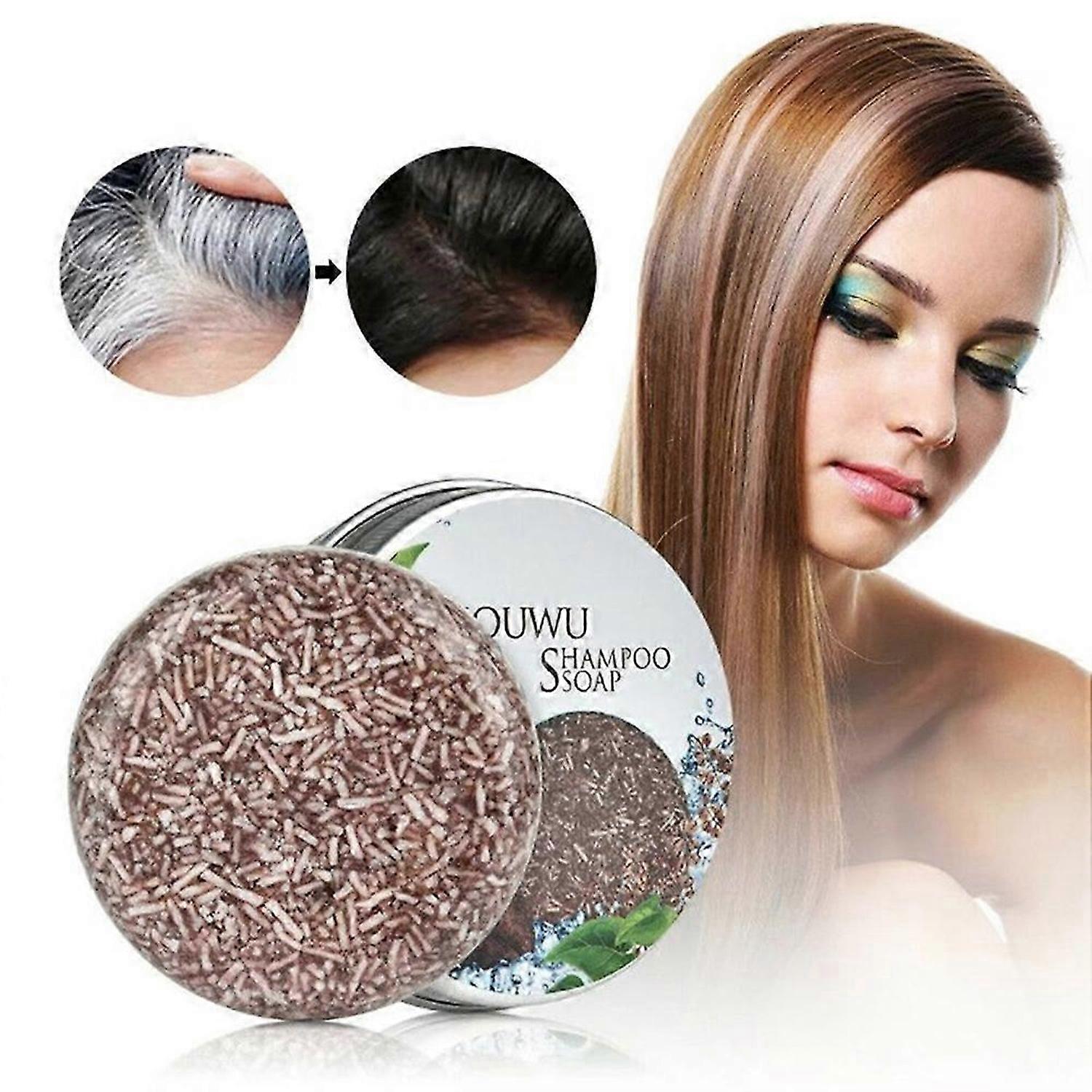 1-3pcs Nouveau Cheveux Assombrissant Shampooing Barre De Shampooing Assombrissant Savon Cheveux Shampooing Cheveux Gris Inversé Polygonum essence