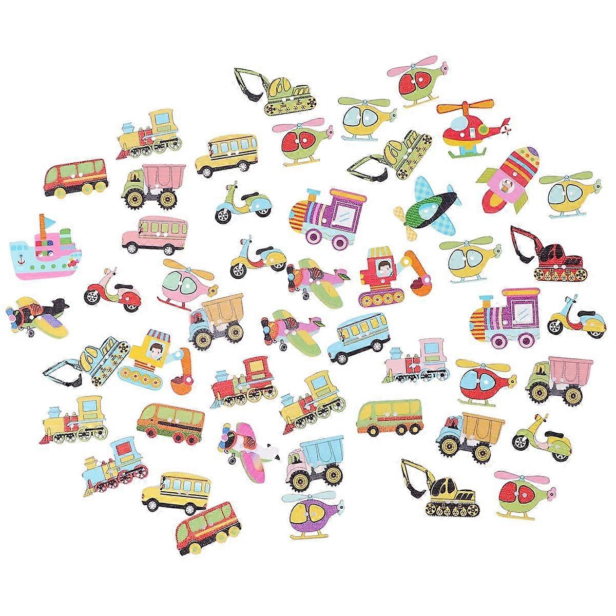 Cute Button Wood Buttons for Crafting Mixed Color 50Pcs