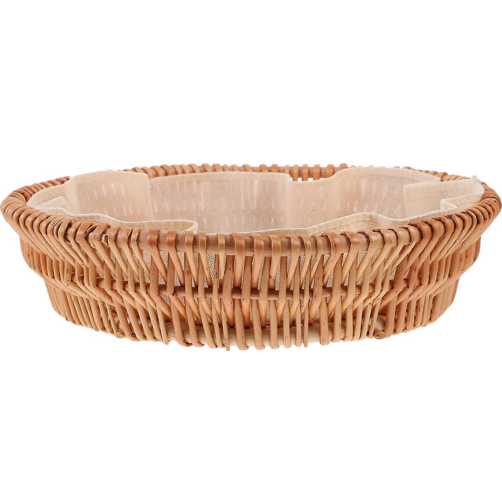 Wicker Woven Bread Basket for Families Picnic Brown 30.00X30.00X8.00CM 1Pcs