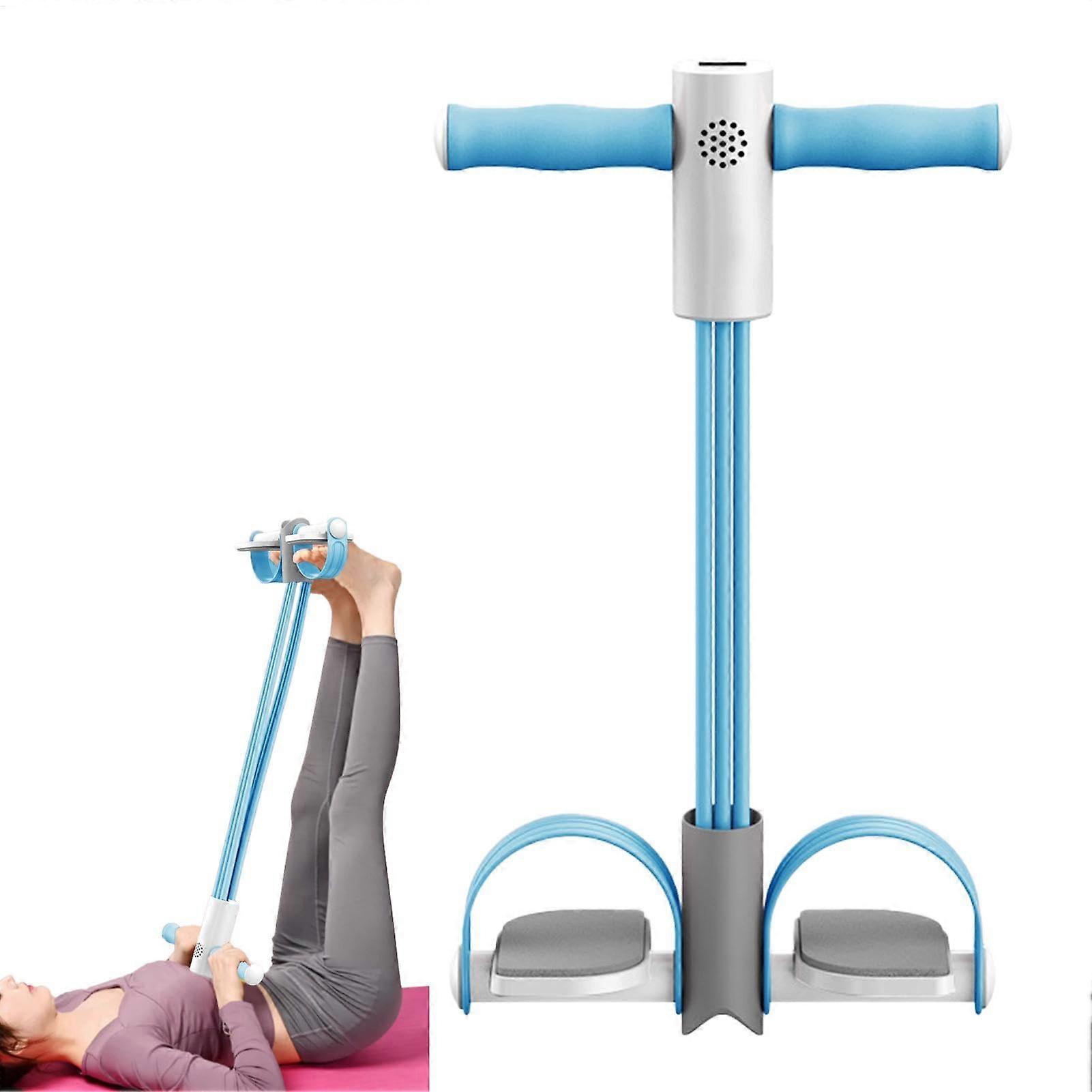 Pedal Puller, Pedal Resistance Band, Intelligent Seat Exercise Device with 6 Tubes, Fitness Equipment with Pull Rope and Traction Trainer, EBand blue