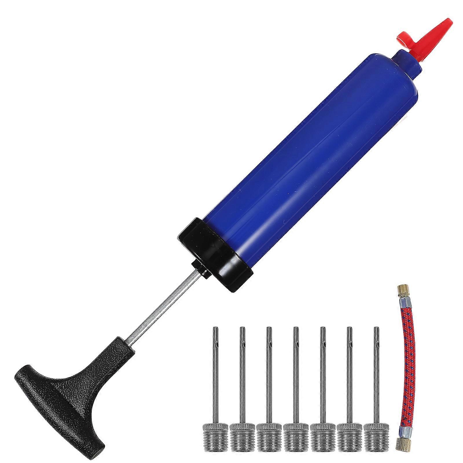Soccer Air Pump with Needle for Ball Inflation Aluminium Alloy 9Pcs Blue