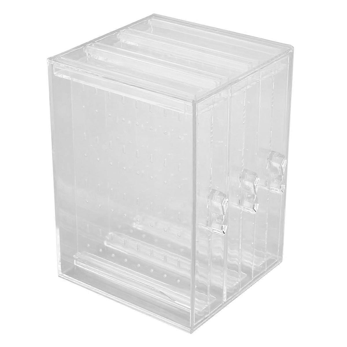 Display Box Acrylic Earrings Storage Box Portable Home Use Desktop Accessories Transparent 12.60X13.00X18.20CM Anti-Dust 1Pack