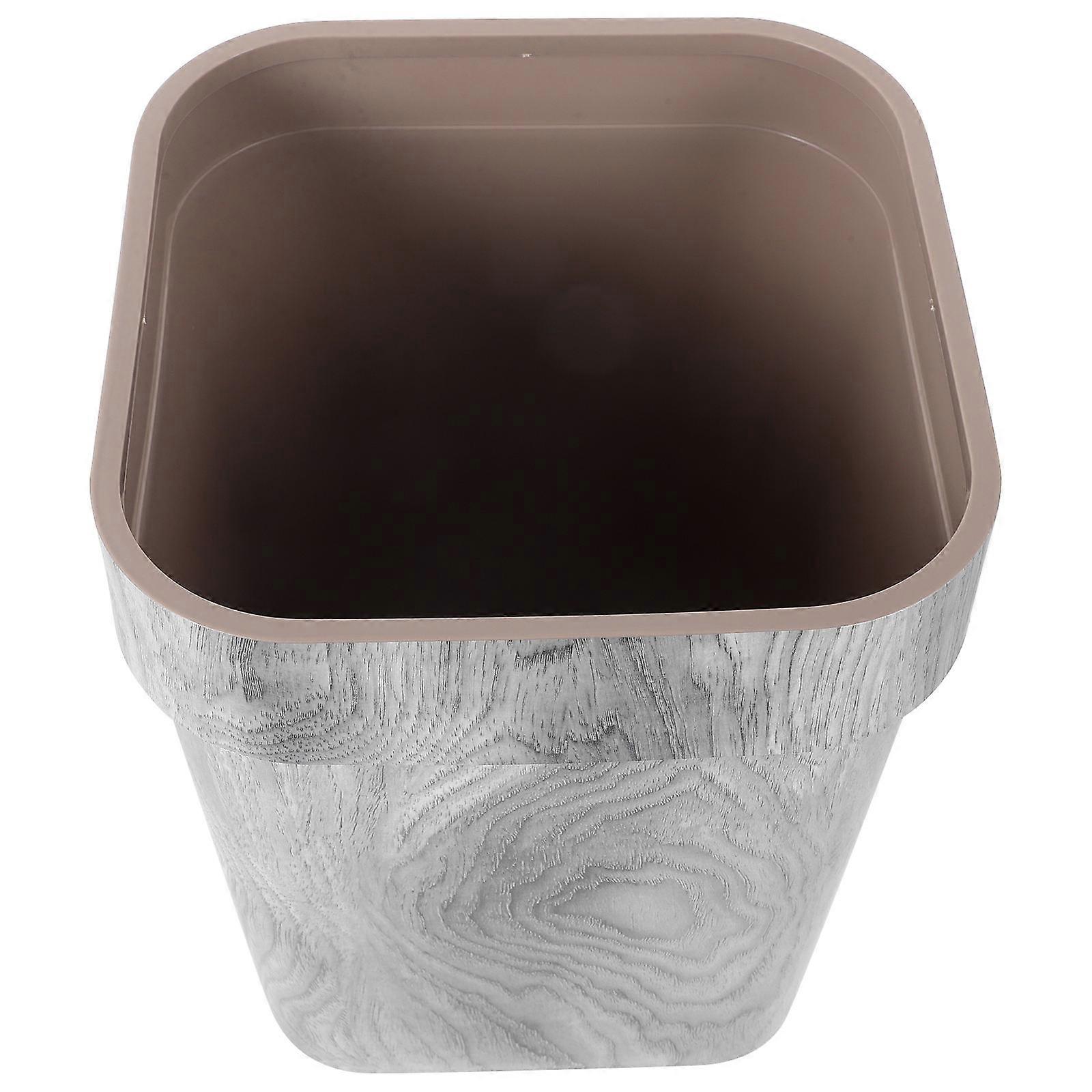 Dorm Room Trash Can Garbage Bin Wastebasket Container Household Item Sinks Wood Grain Grey 30.5x24cm Storage 1Set