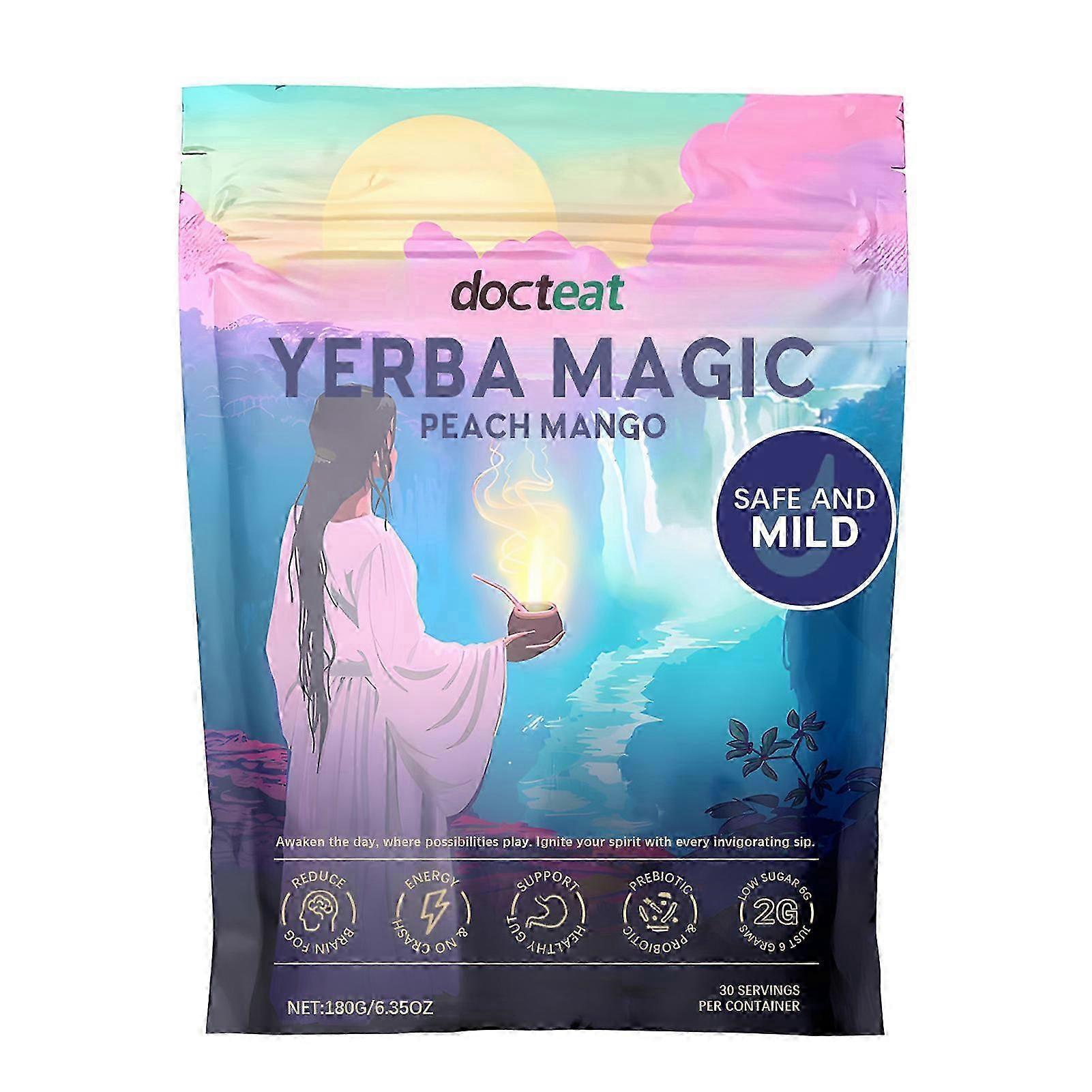 Geeignet für Yerba Mate Instanttee Pulver, Pfirsich Mango Aromen, Natur mit Präbiotika-JC