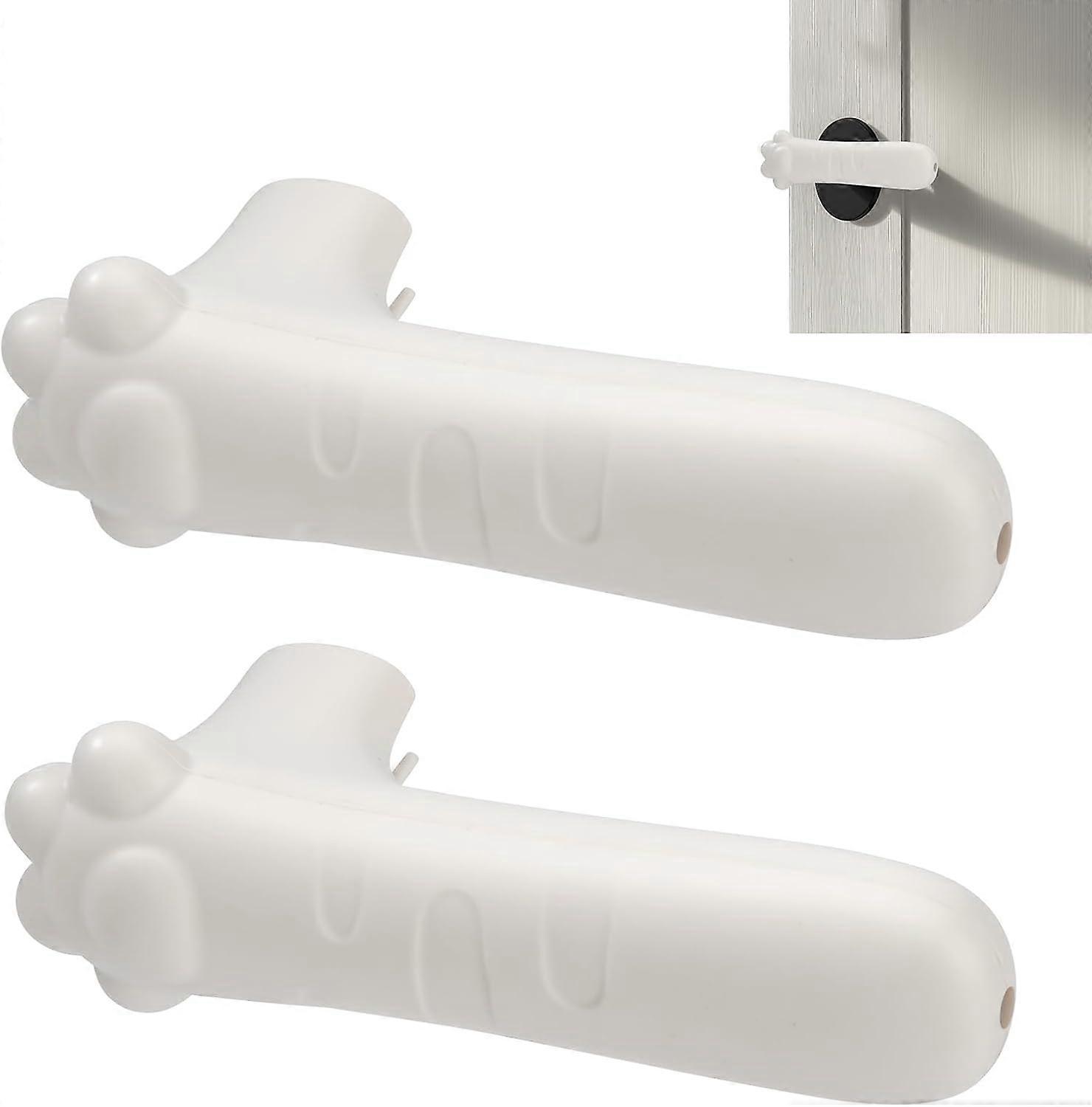 2-piece door handle protector, silicone cute cat paw pattern