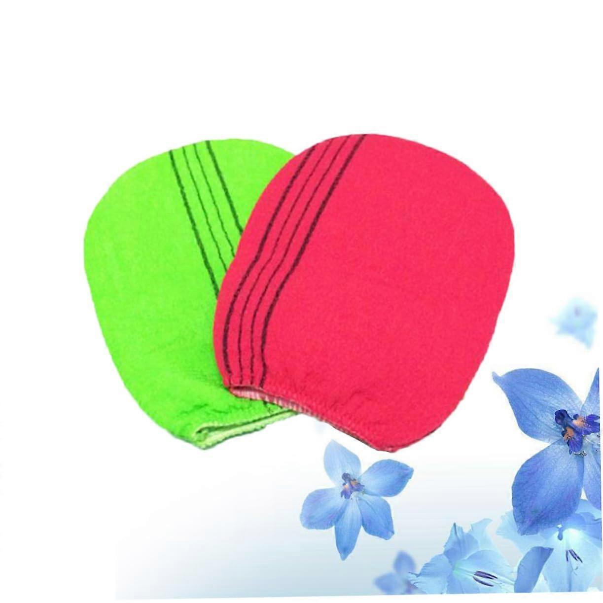 Bath Gloves 2 Pack Exfoliating Shower Mitts Body Scrubber Soft Material Random Color for Deep Cleansing and Peeling
